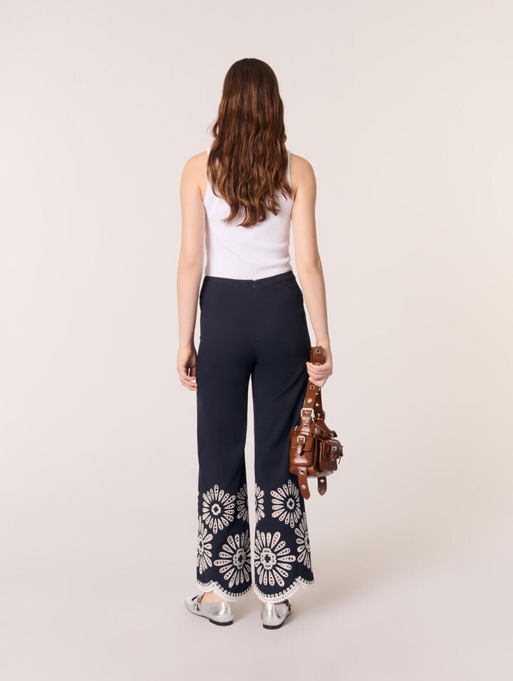 Trousers with crochet detail
