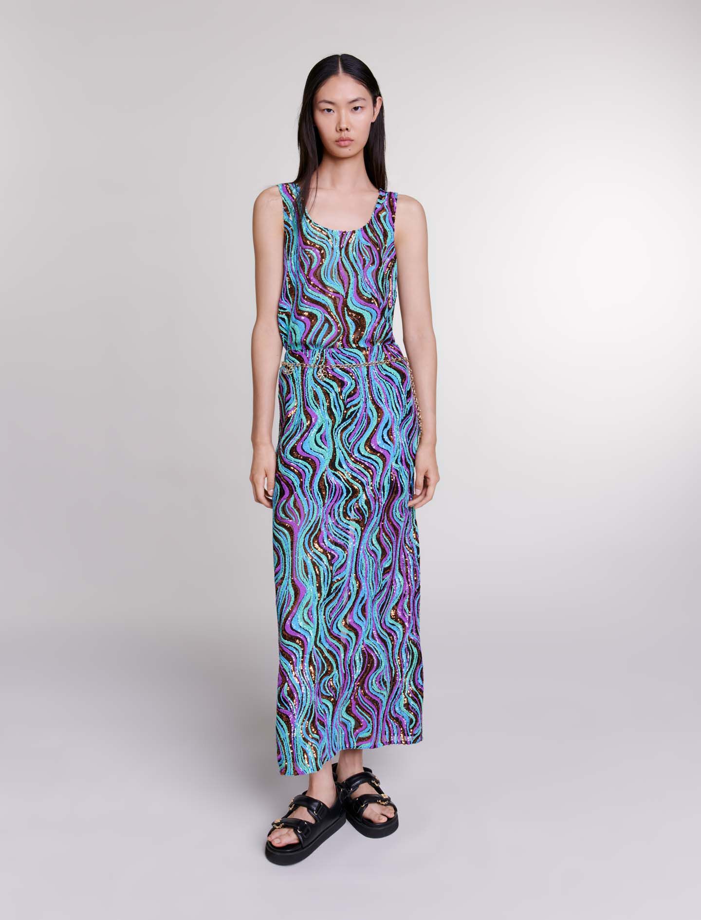 Colorful sequin maxi skirt 2025