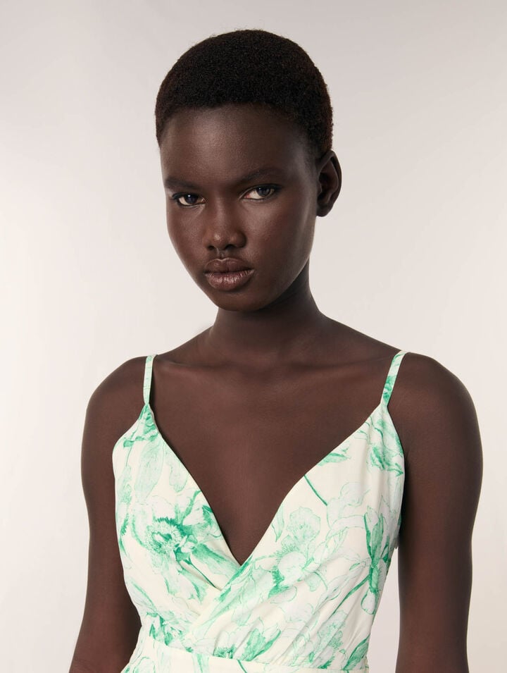 Robe longue imprimée à volants