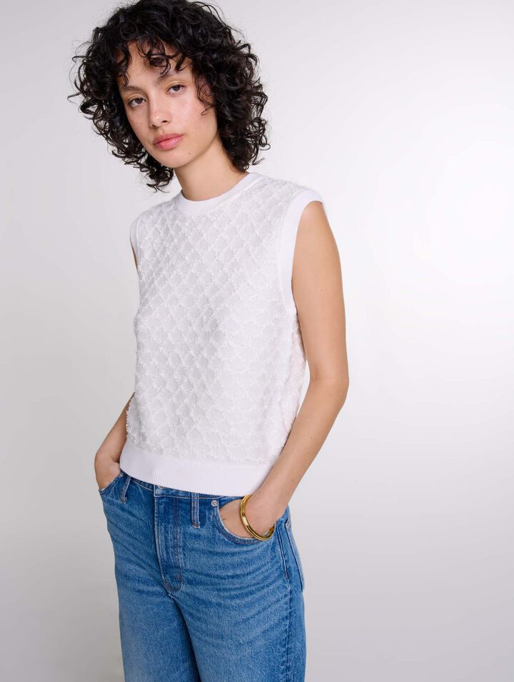 Pull sans manches en maille