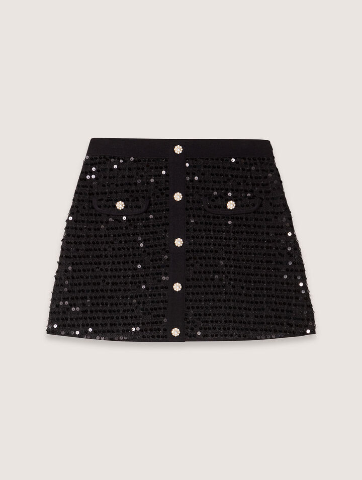 Jupe courte en maille à sequins