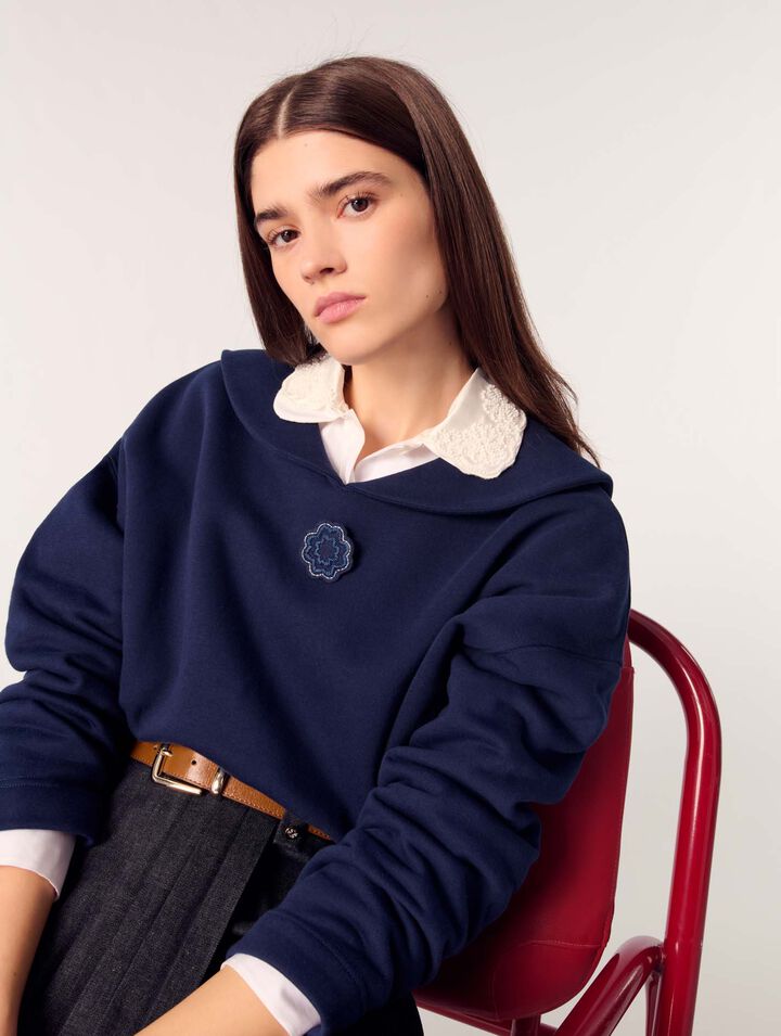 Sweatshirt court avec broderie