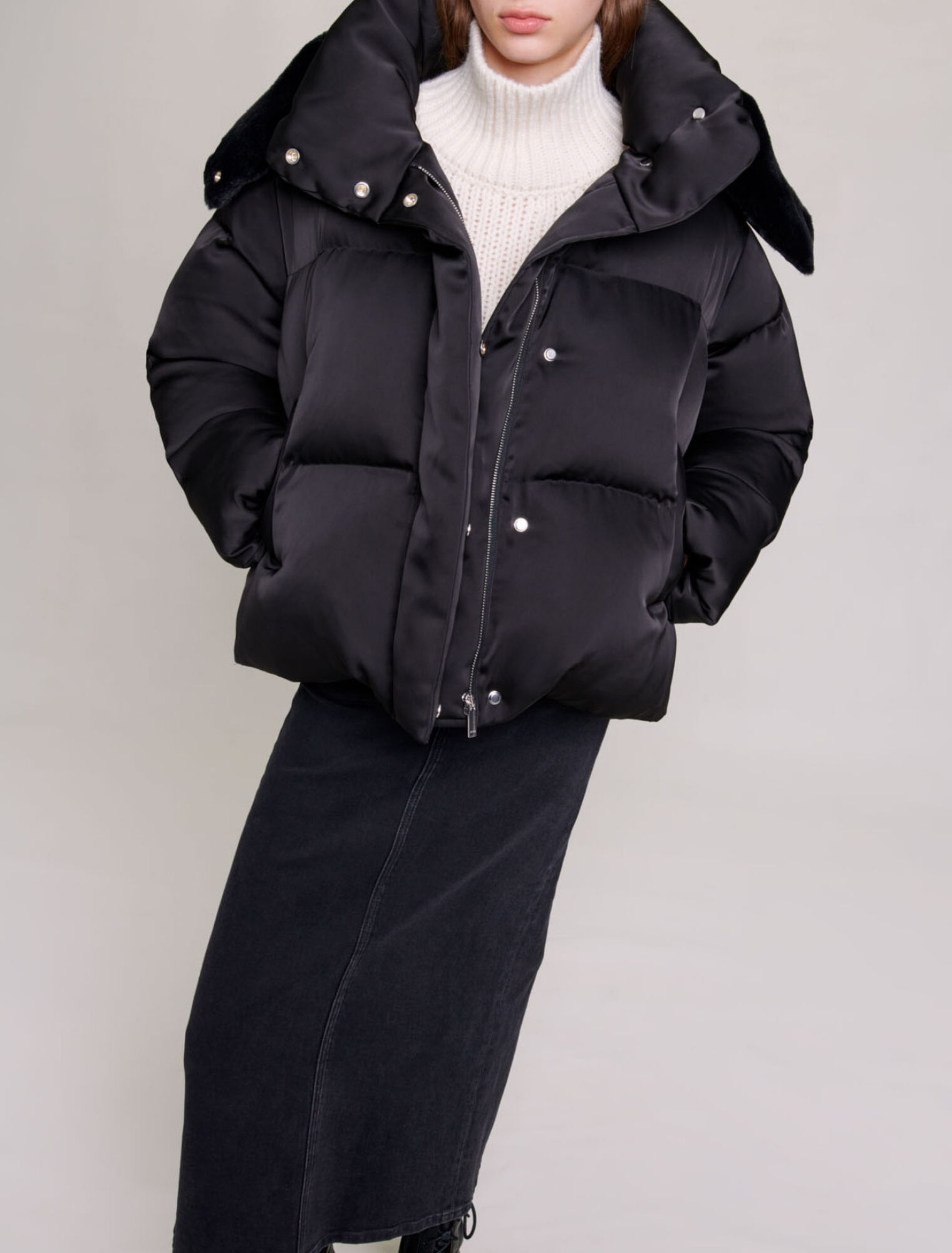 Doudoune courte matelassée satinée