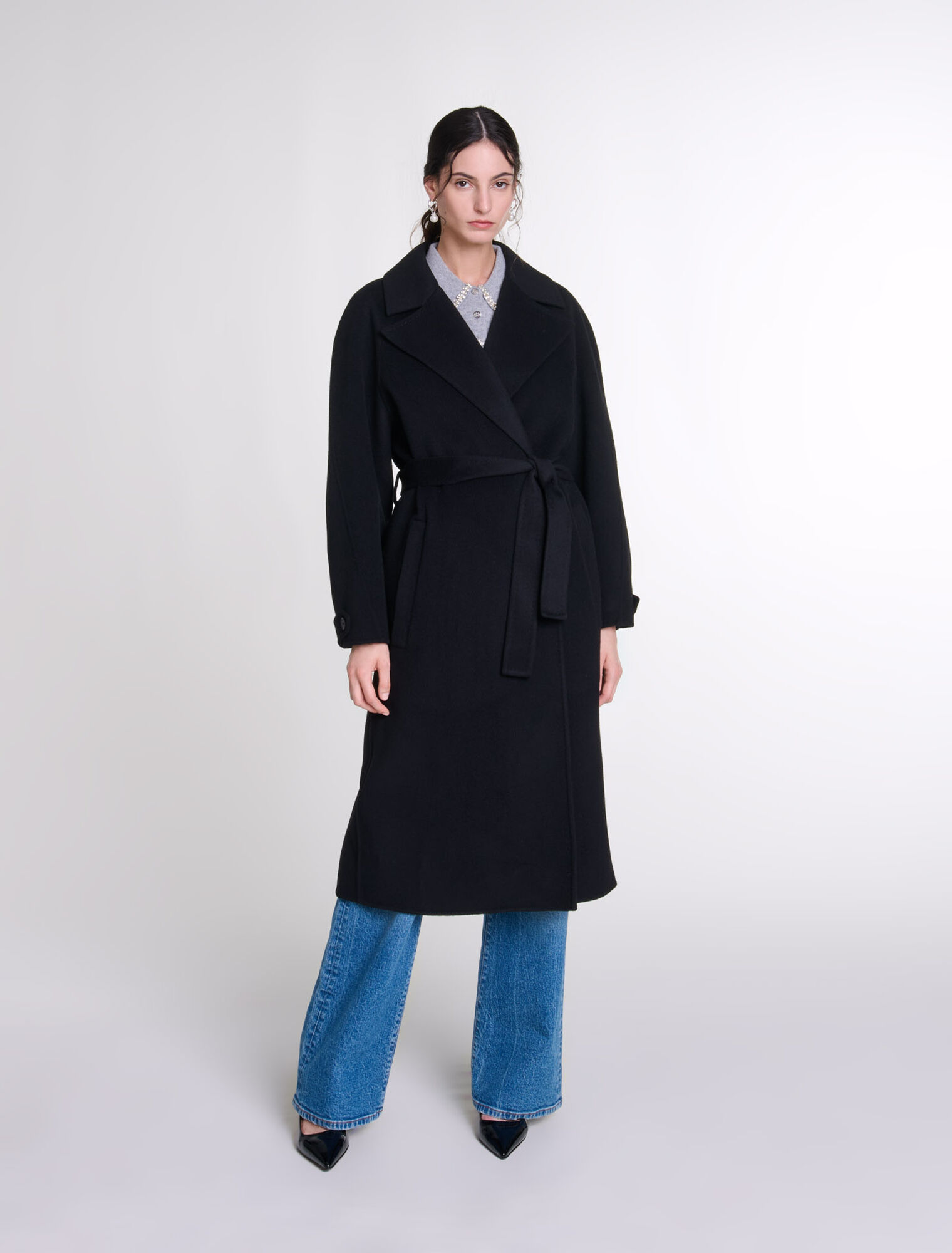 Double-faced mid-length coat