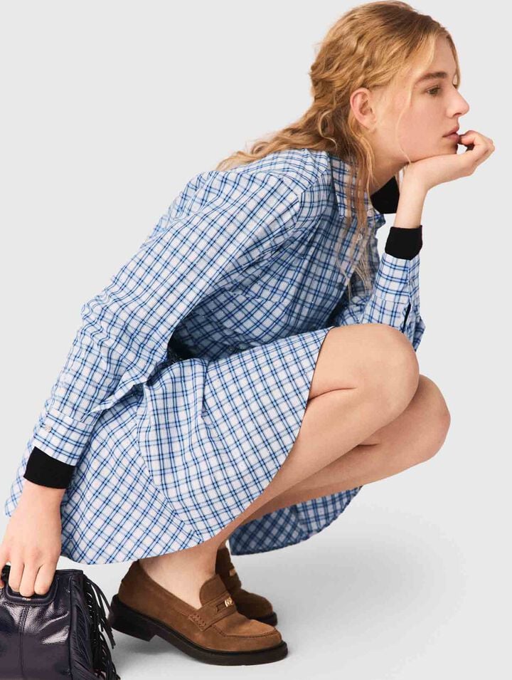 Robe chemise en coton strass&eacute;