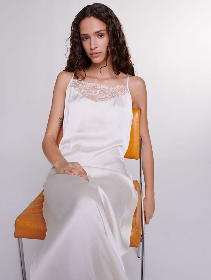 Robe longue satinée