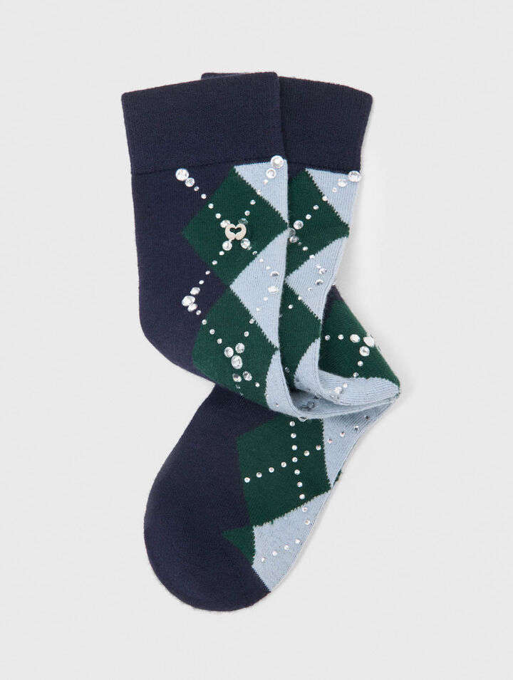 Chaussettes hautes argyle en laine