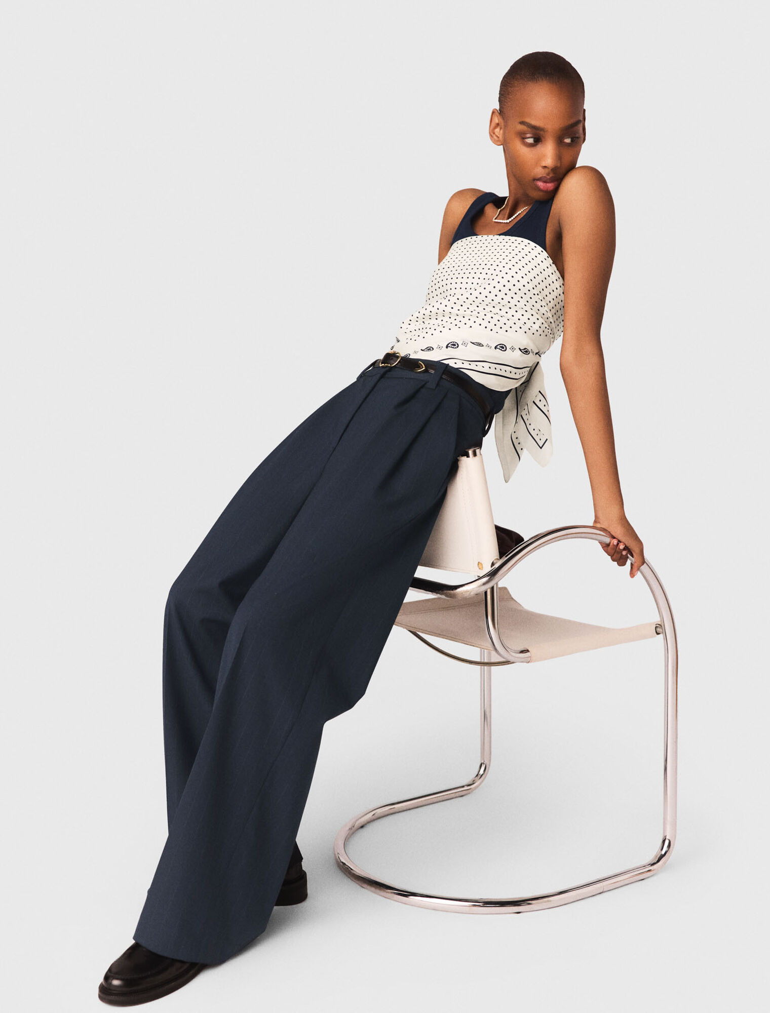 Pantalon de tailleur &agrave; rayures