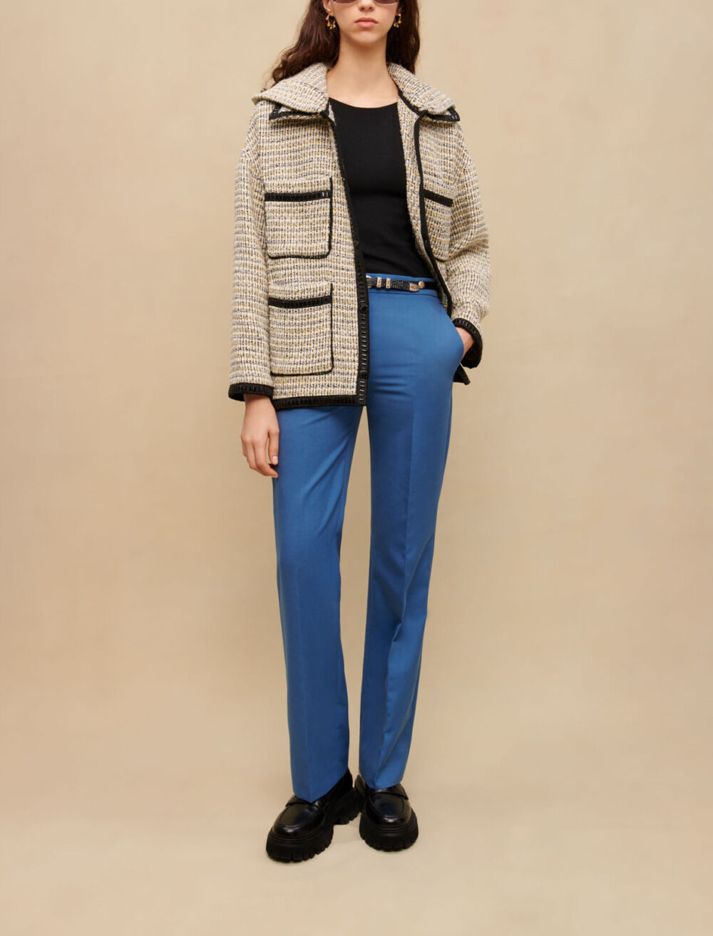 Hooded tweed coat Coats Maje