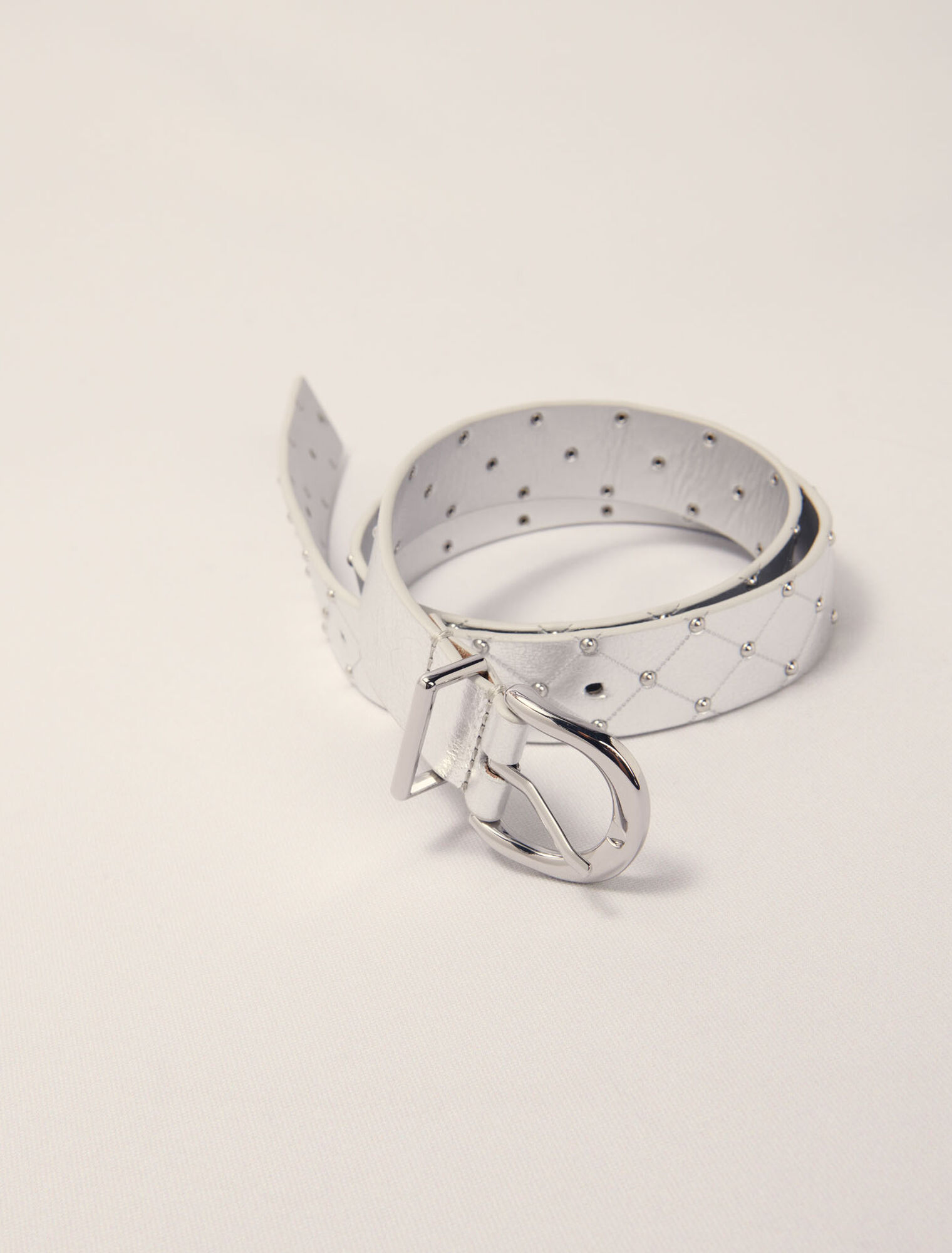 Ceinture en cuir métal matelassé