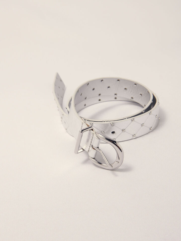 Ceinture en cuir métal matelassé