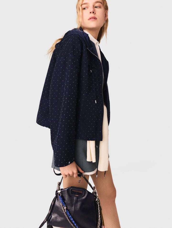 Coupe-vent strass&eacute; &agrave; capuche