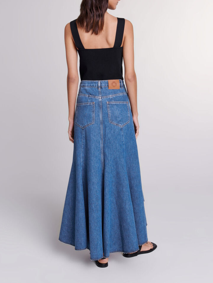 Asymmetrical denim skirt