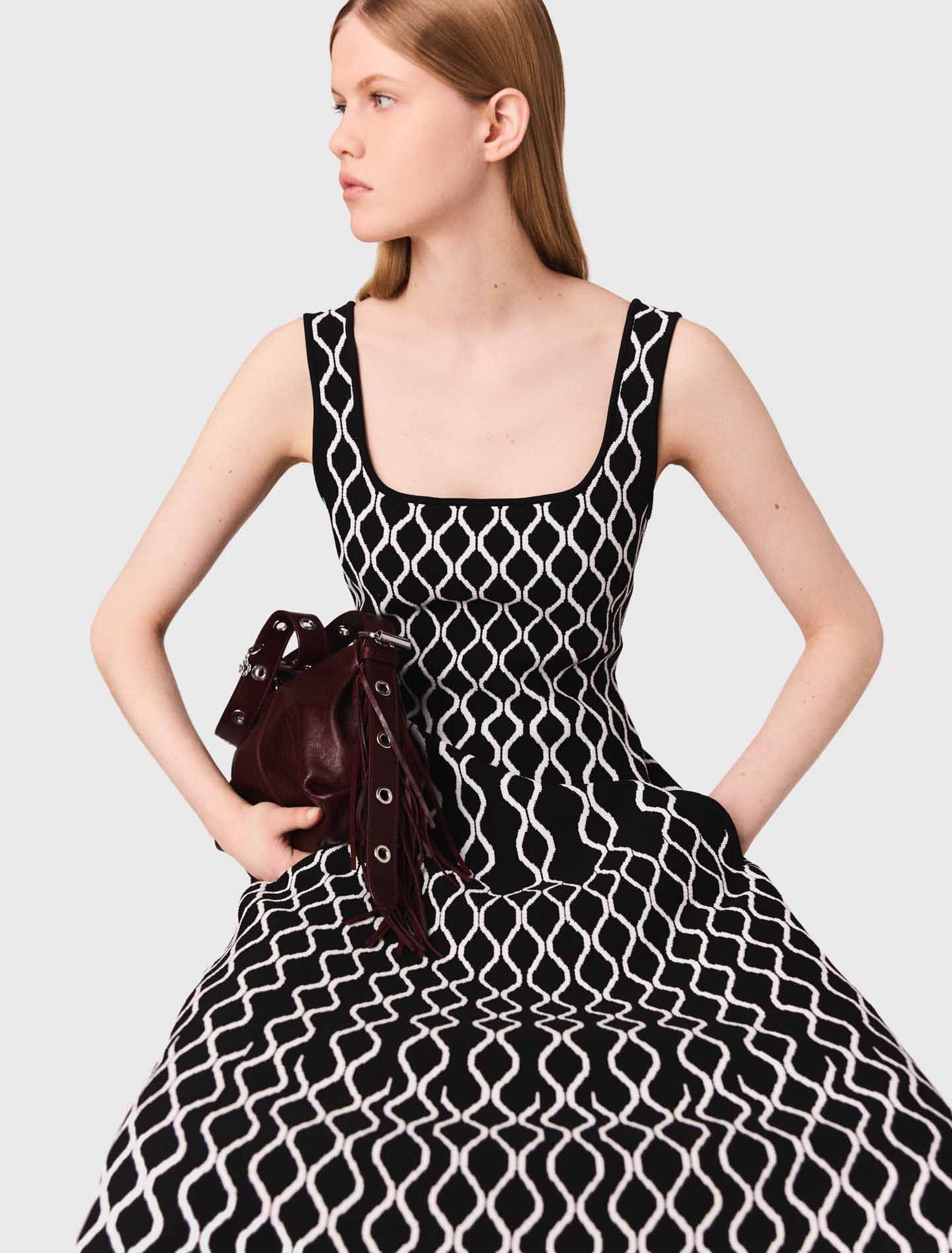 Robe midi en maille jacquard