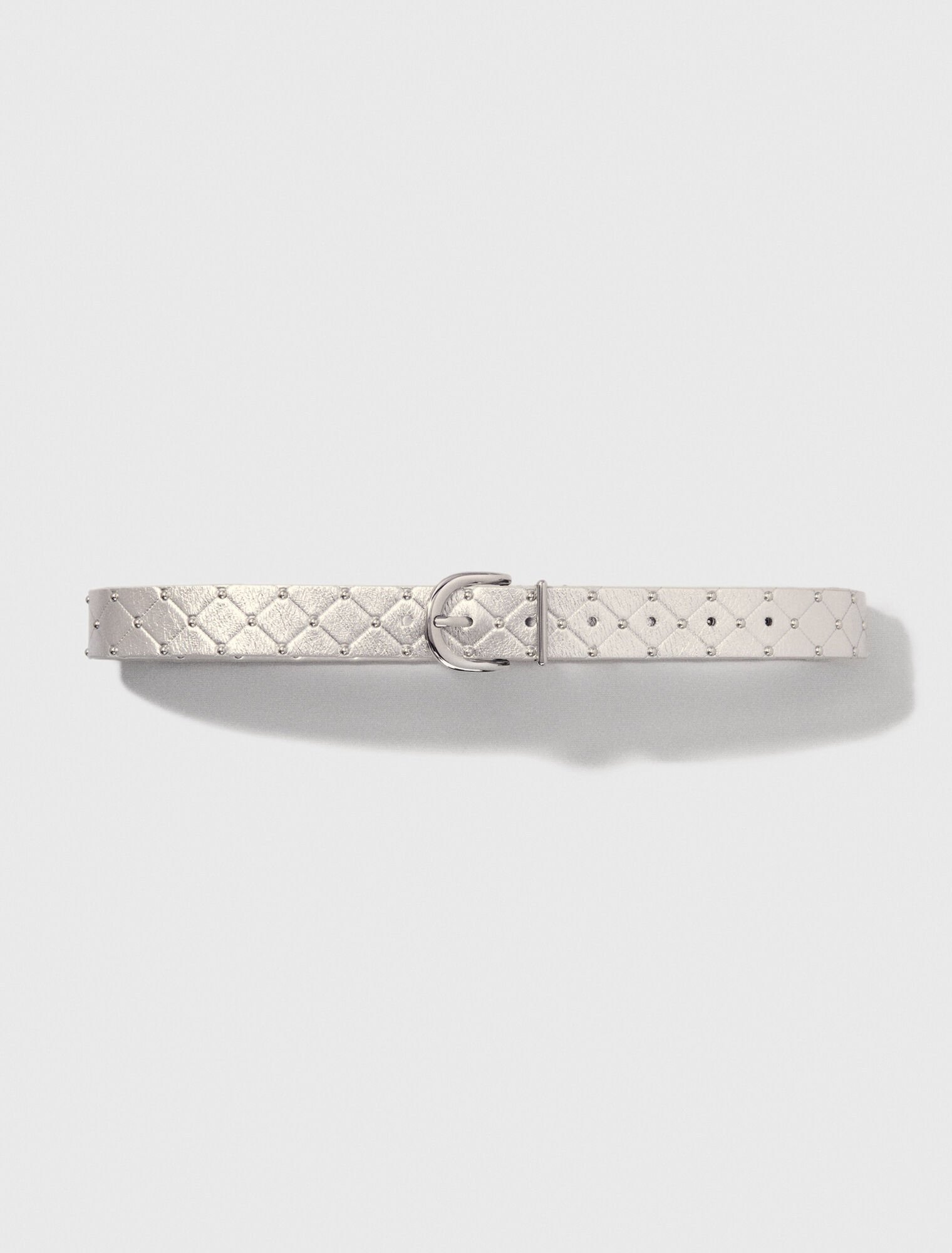 Quilted metallic leather belt