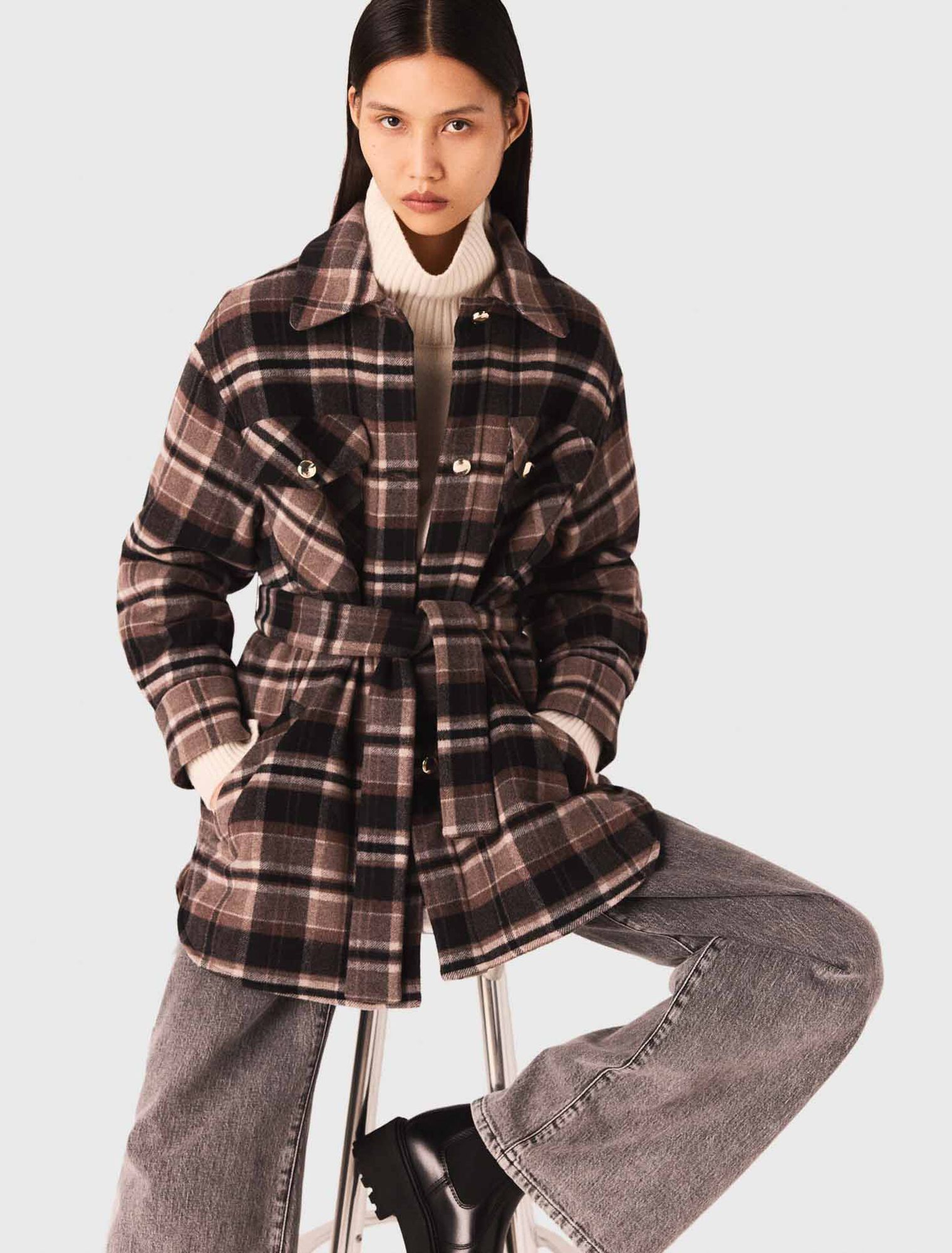 Checked coat