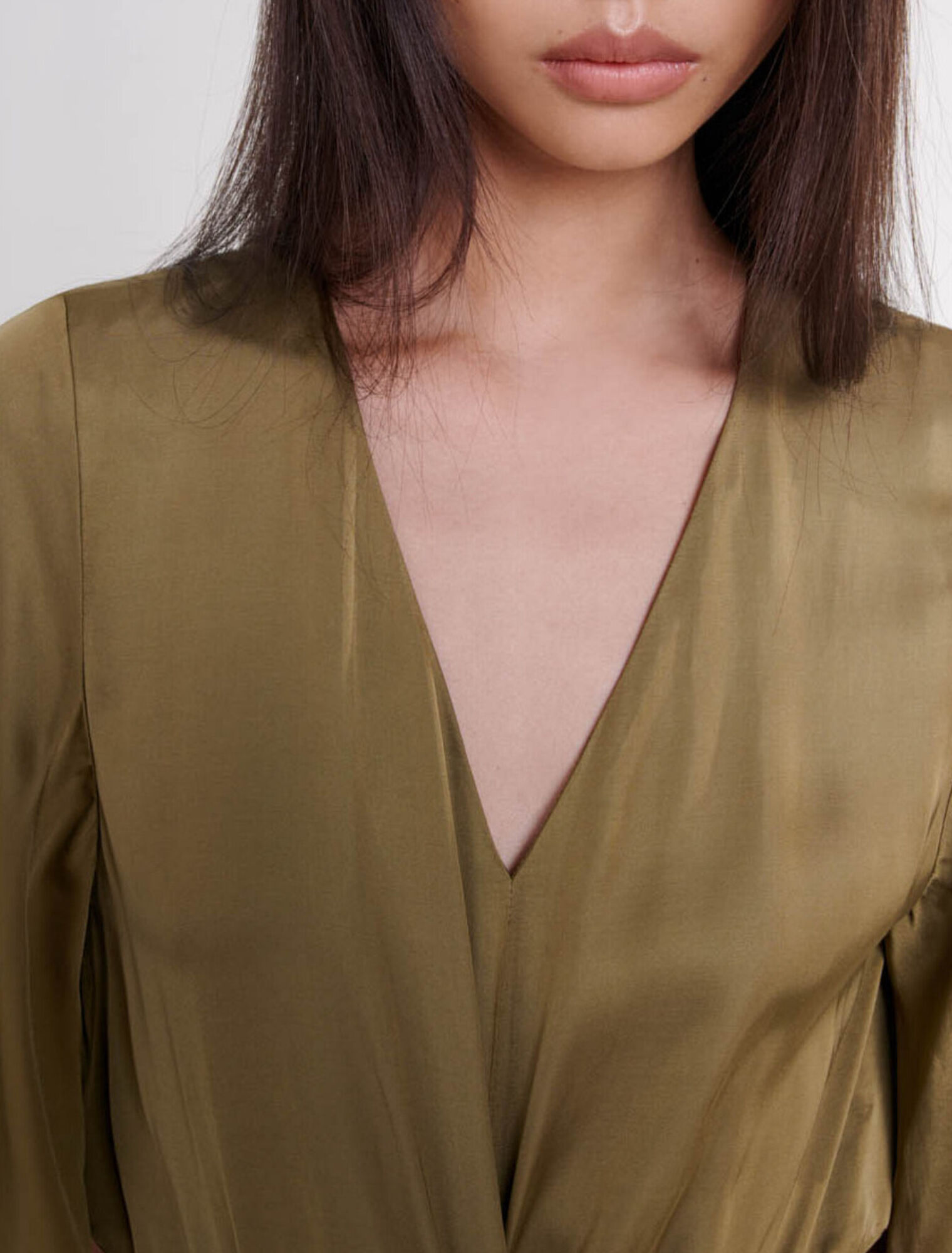 Openwork satin-effect maxi dress