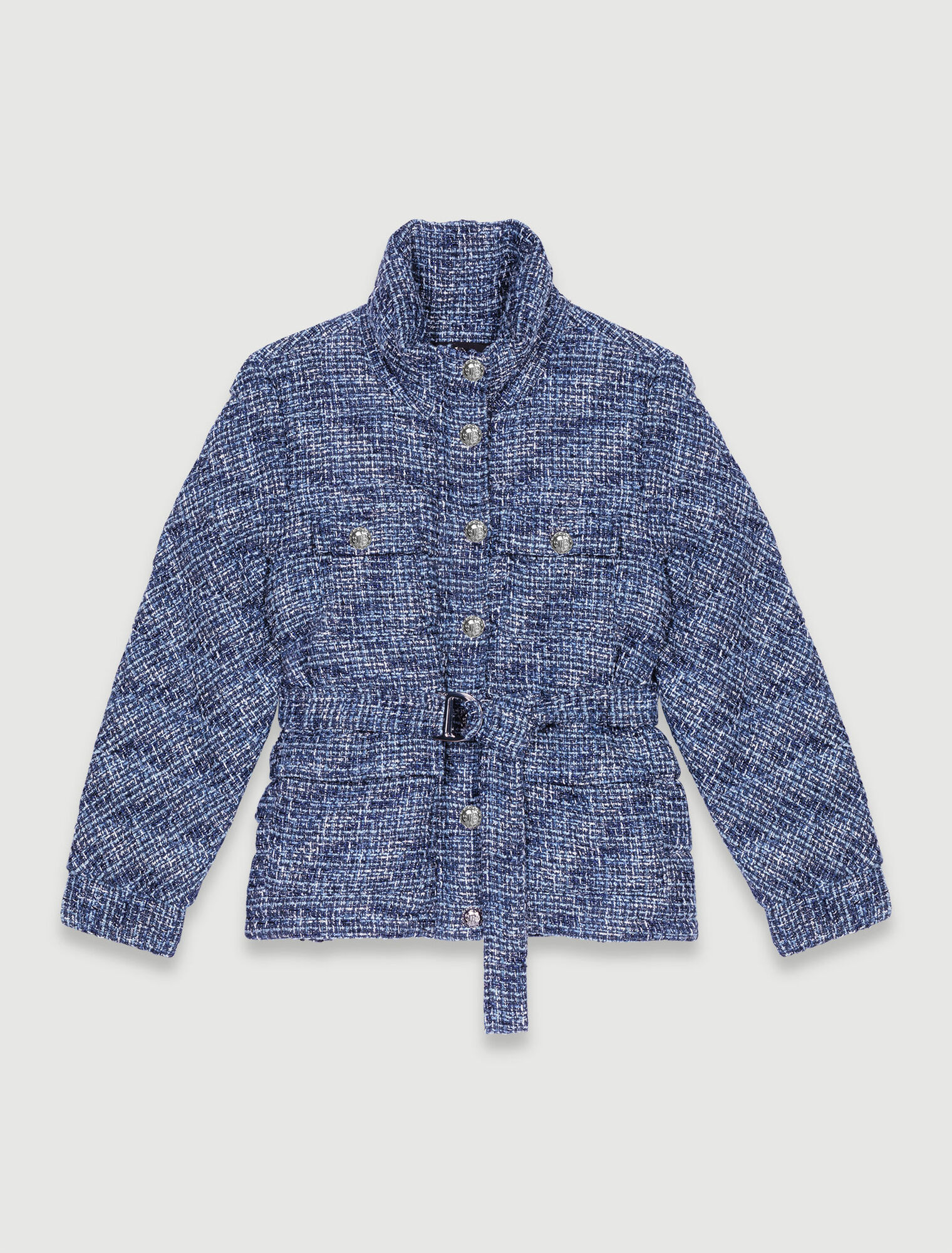 Quilted tweed puffer jacket