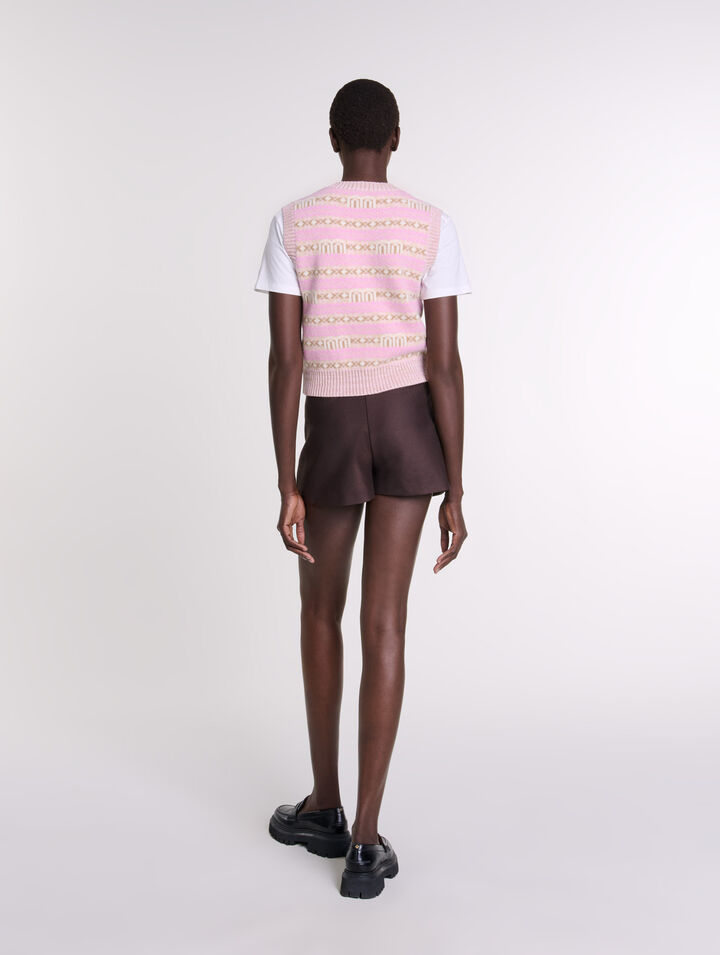 Pull jacquard sans manche