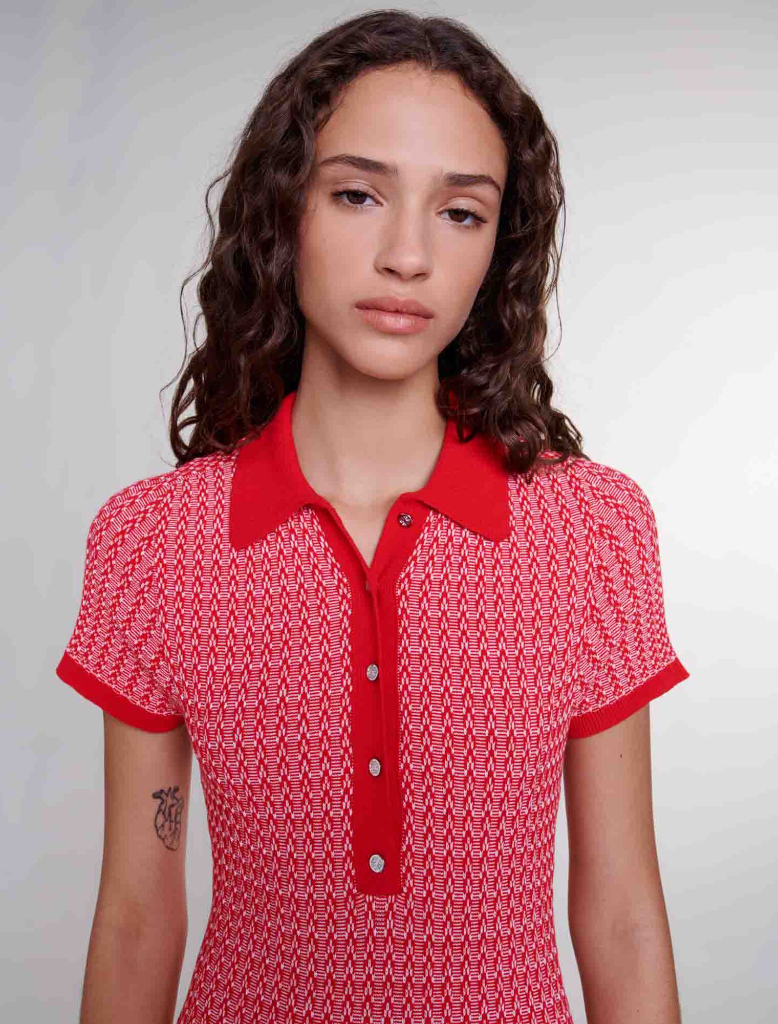 Robe longue en maille chevrons