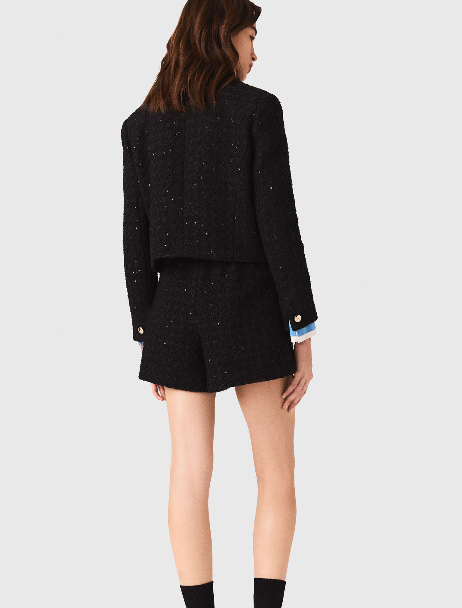 Veste courte en tweed strassé 