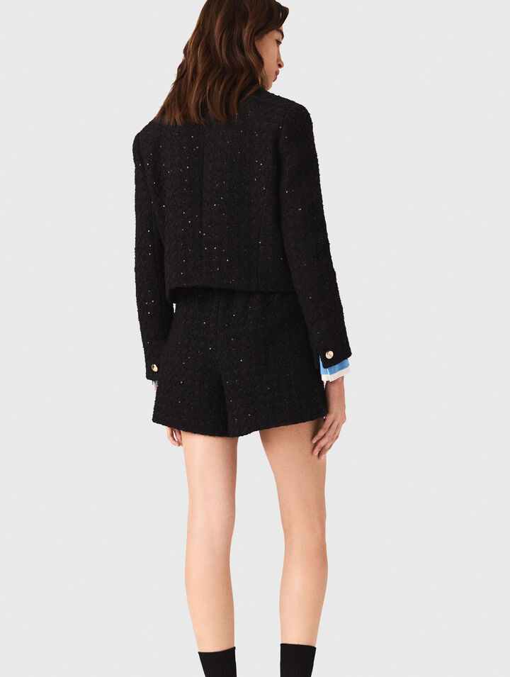 Veste courte en tweed strassé 