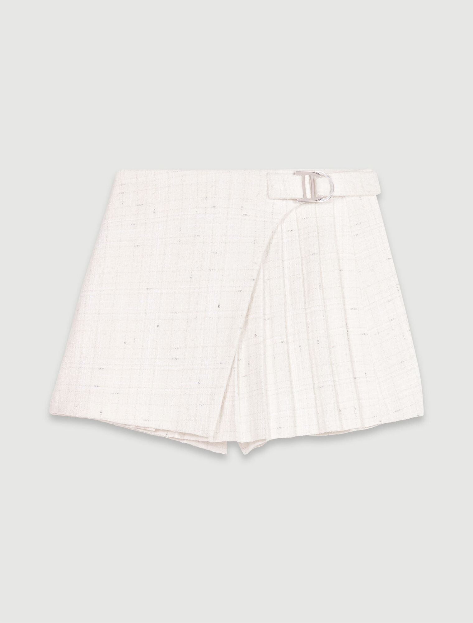 Jupe short plissée en tweed
