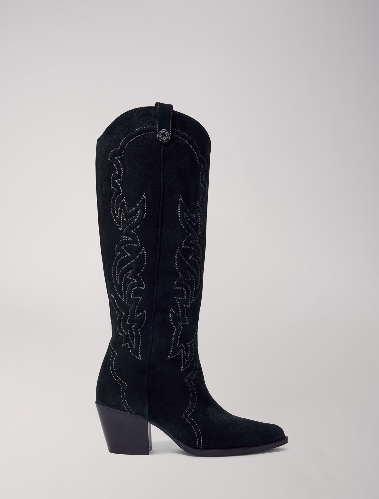 Bottes santiags en cuir suédé