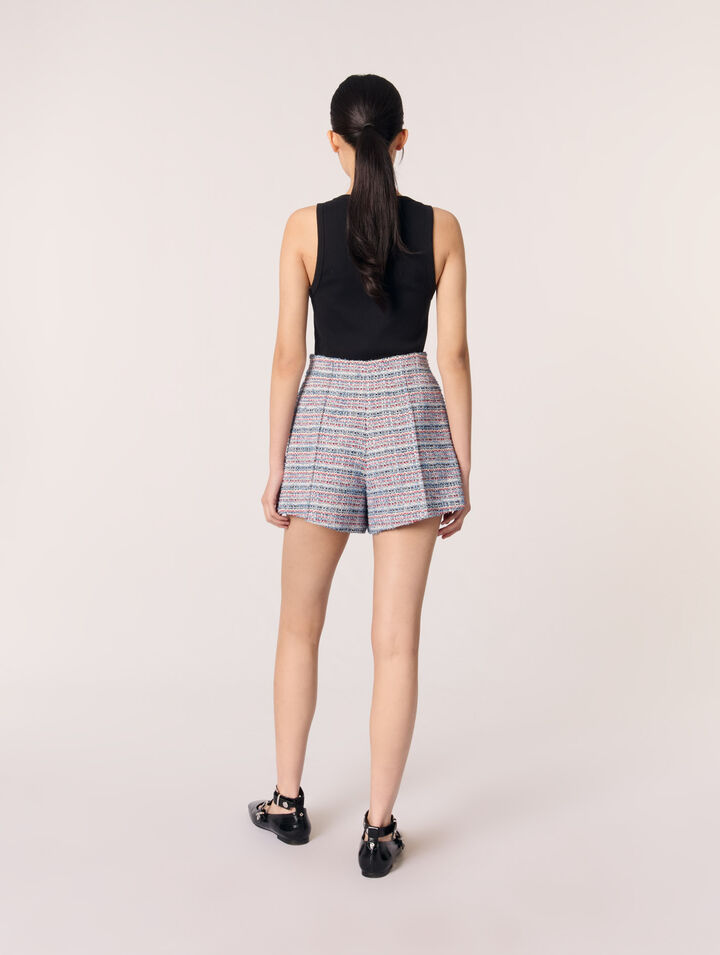 Short en tweed et galons contrastés