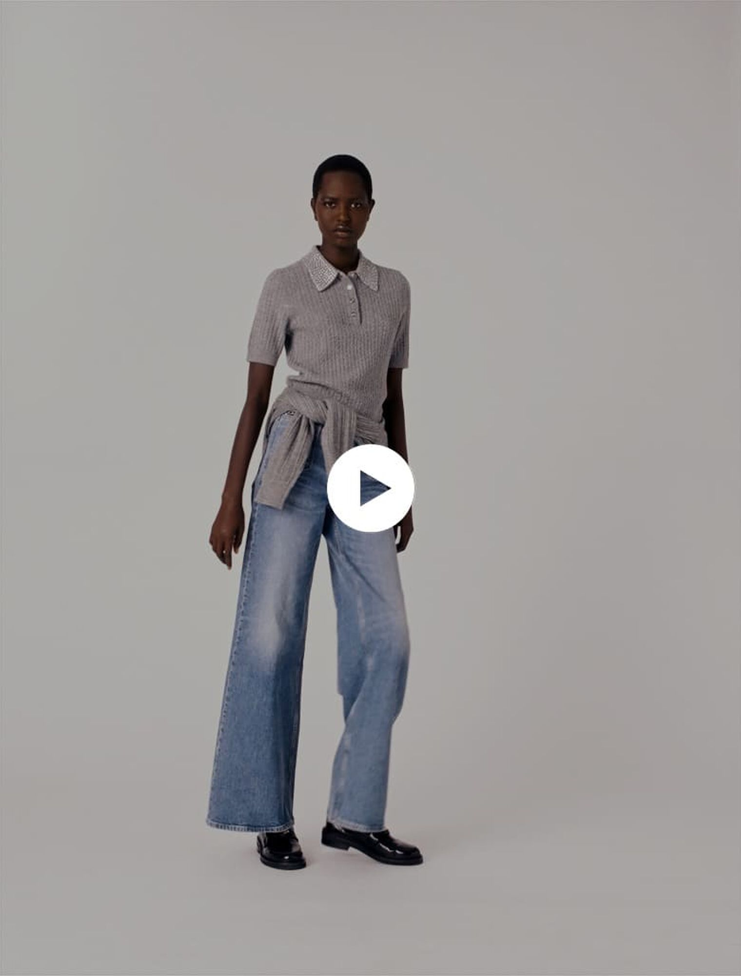 Polo en laine avec col strassé