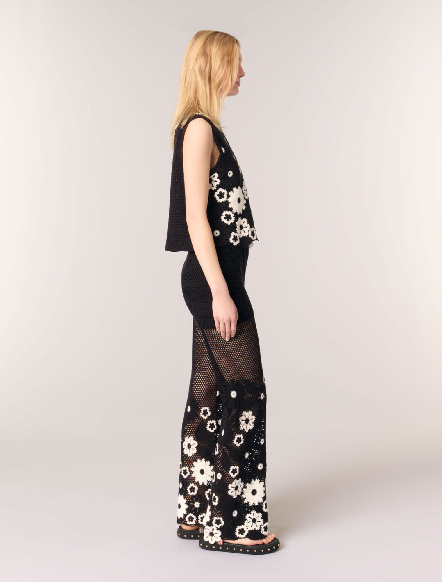 Pantalon en crochet floral