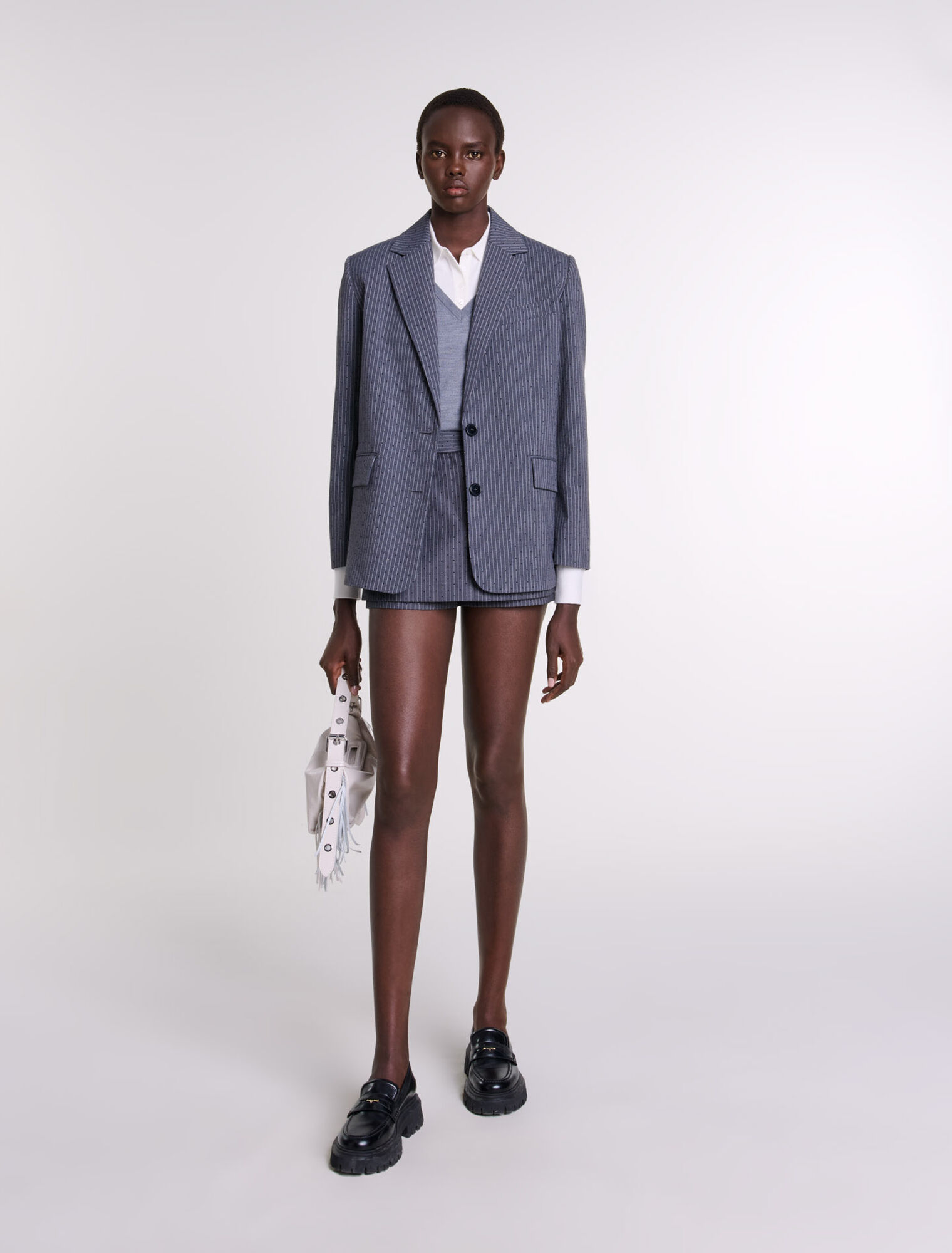 Short trompe l'œil strassé