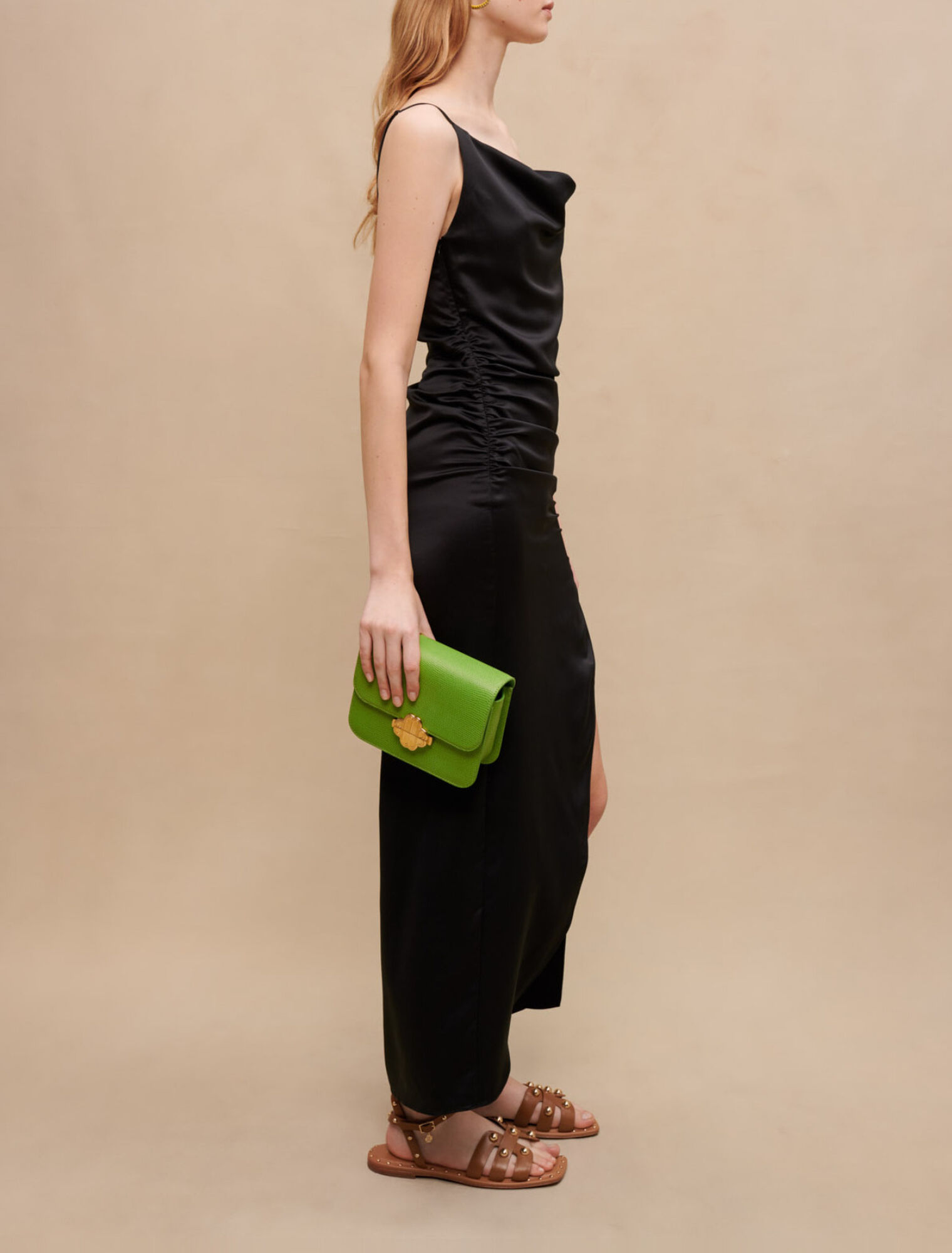 Slit draped maxi dress
