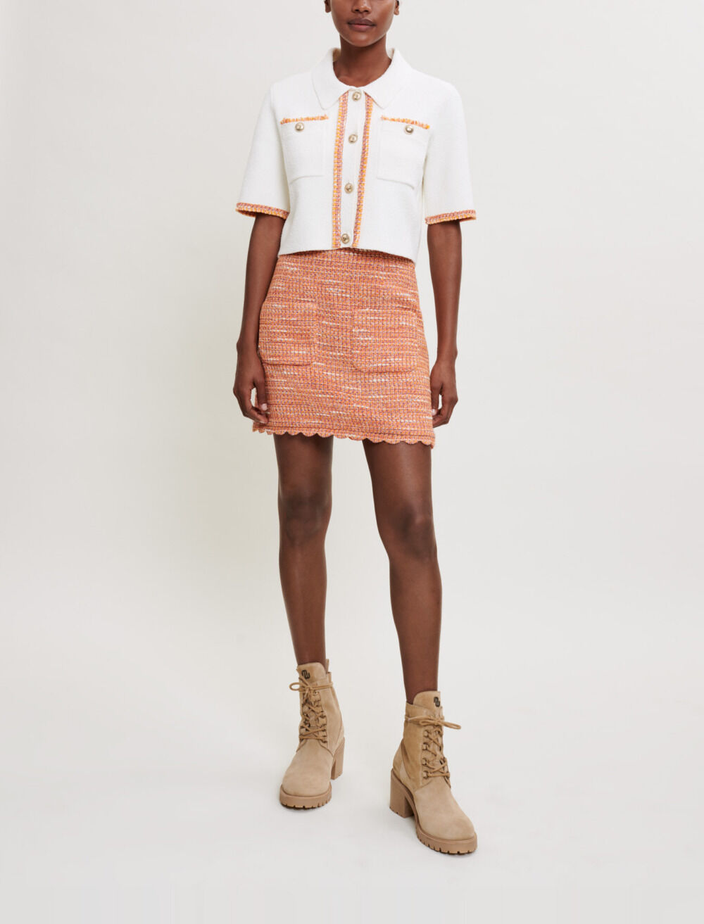 Jupe tweed maje top