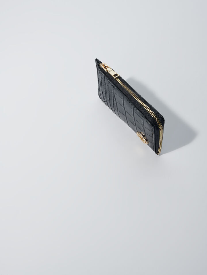 Porte-cartes en cuir effet croco