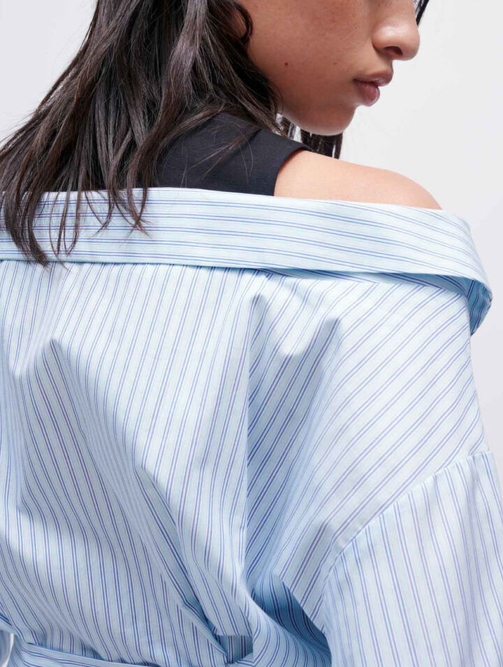 Striped trompe l'oeil shirt dress