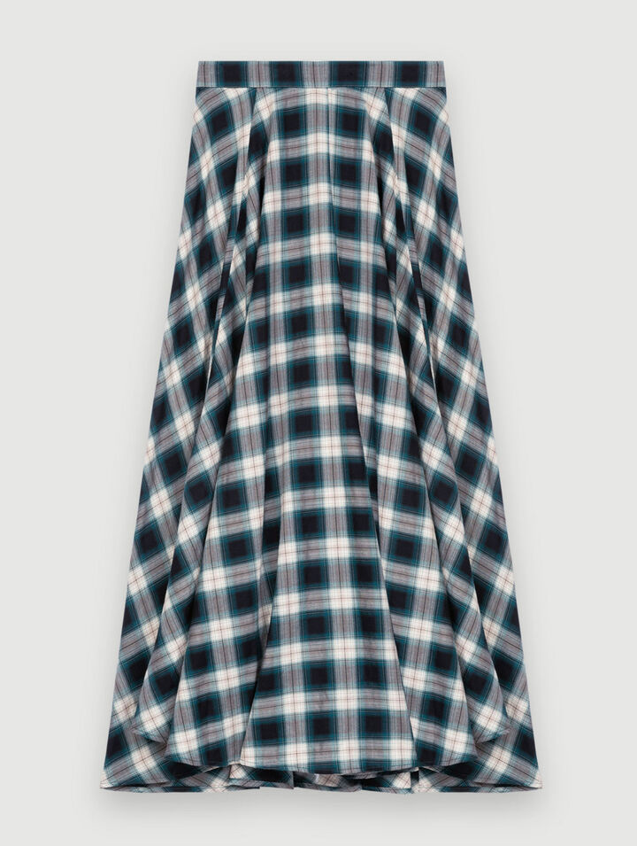 Green and white checked cotton skirt