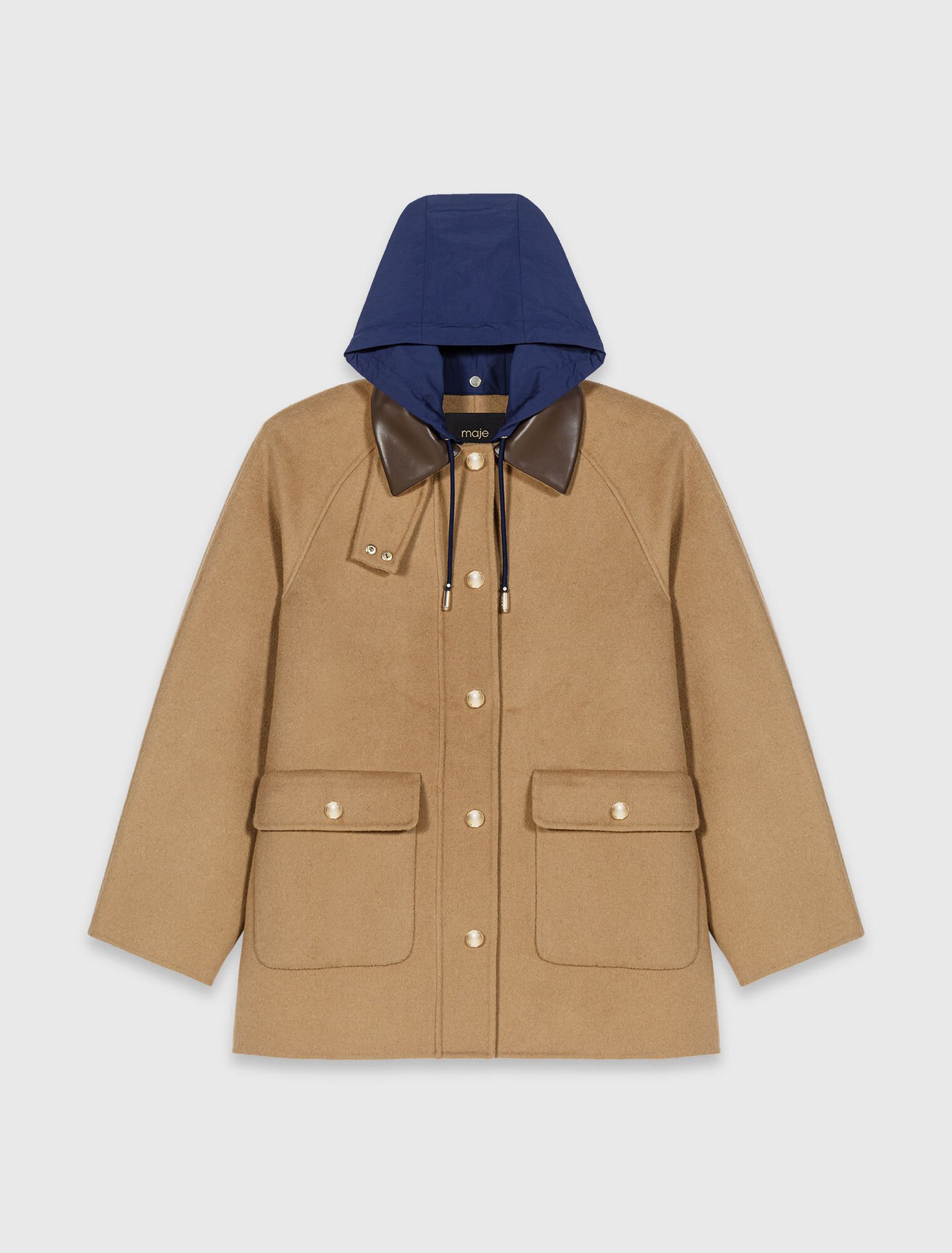 Manteau en laine &agrave; capuche amovible