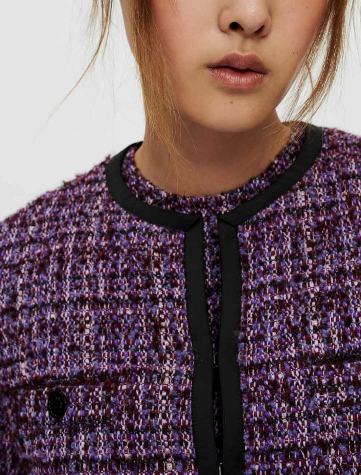 Purple quilted tweed jacket