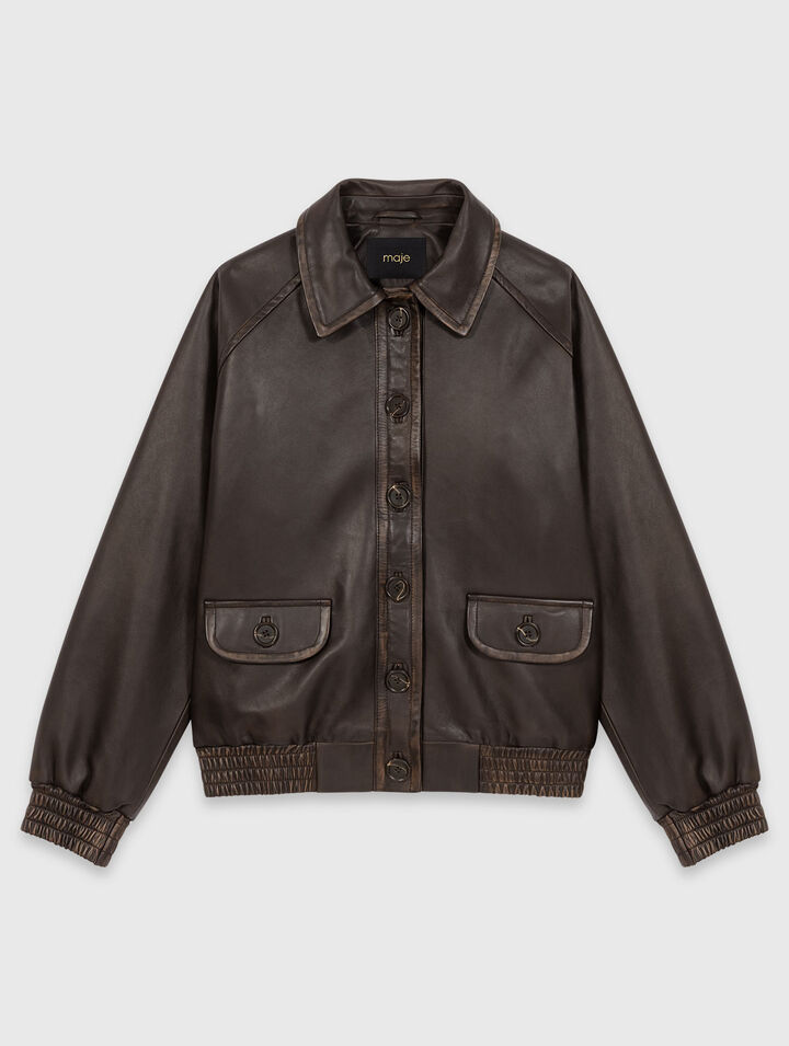 Blouson court en cuir