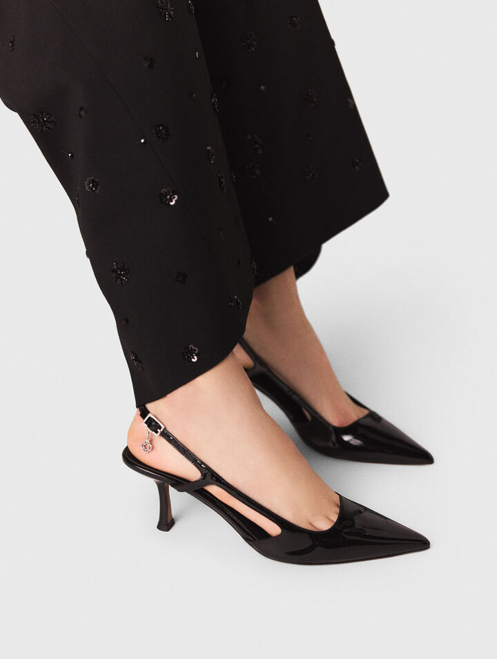 Escarpins slingback en cuir vernis