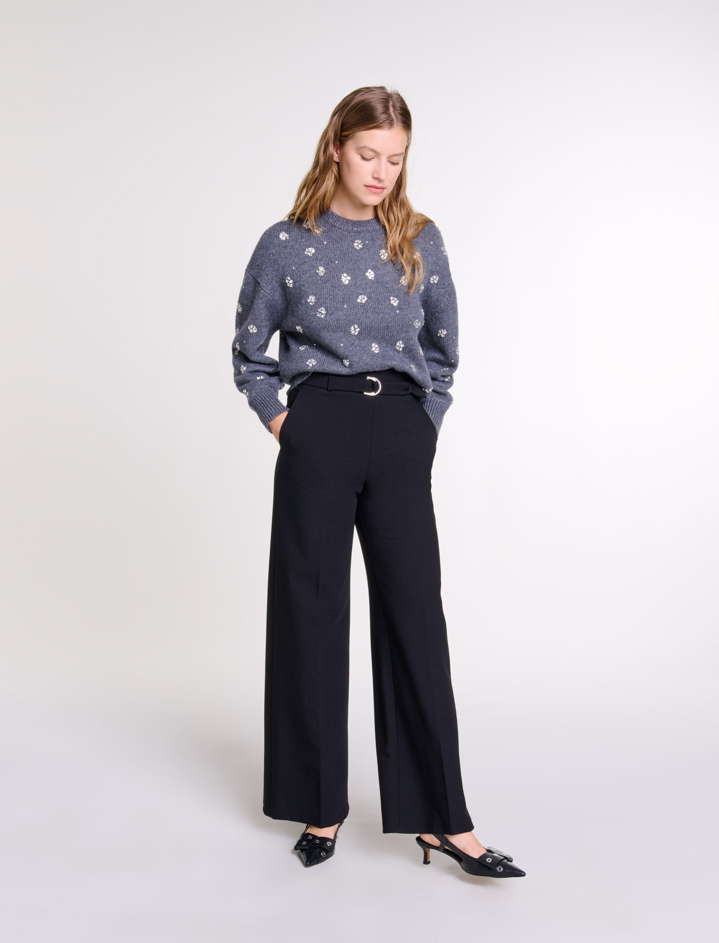 Pantalon large avec ceinture new arrivals