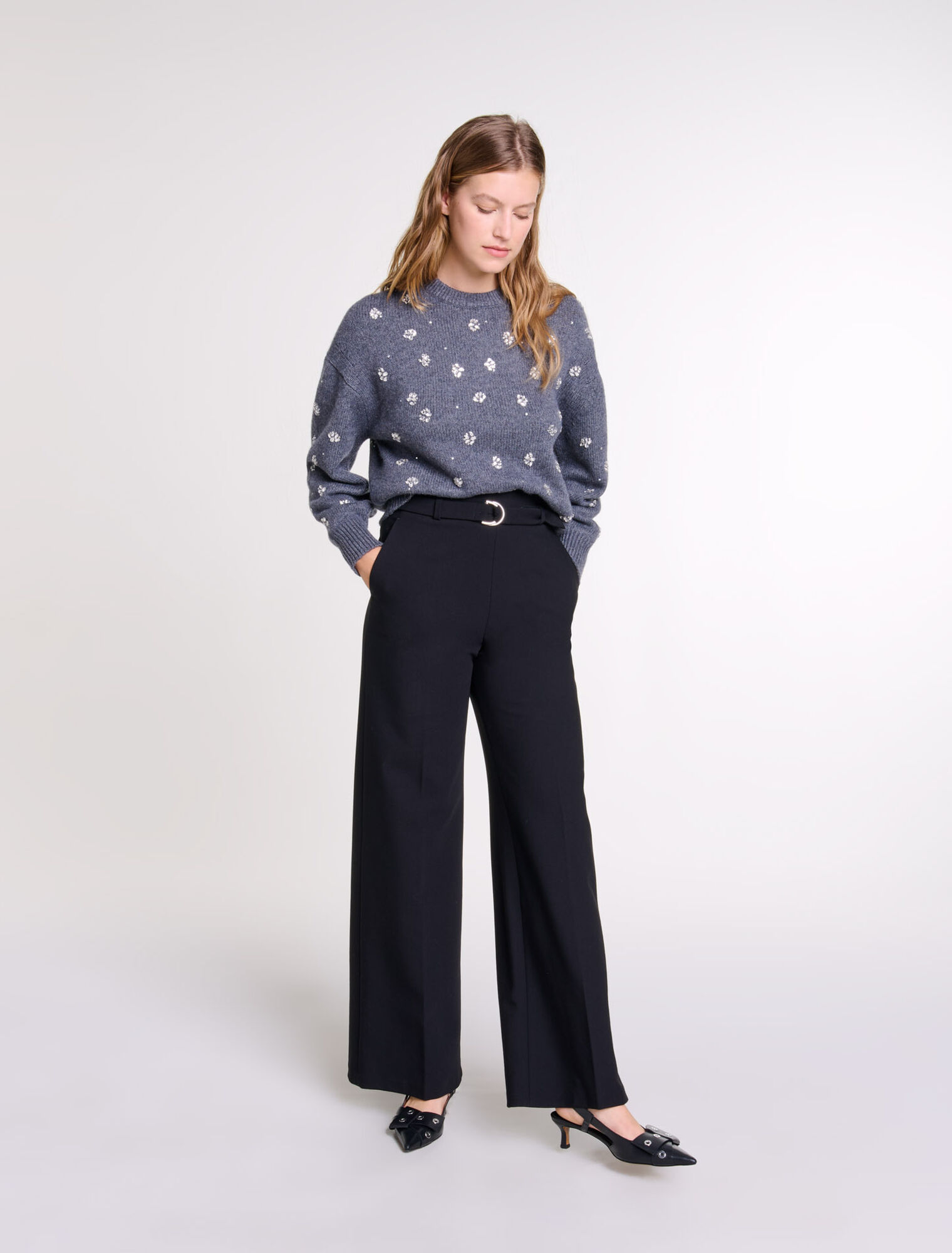 Pantalon large avec ceinture