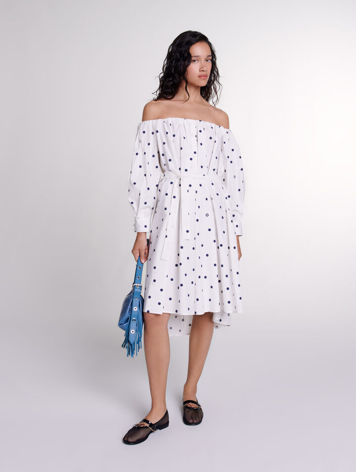 Shirt dress with bardot neckline 