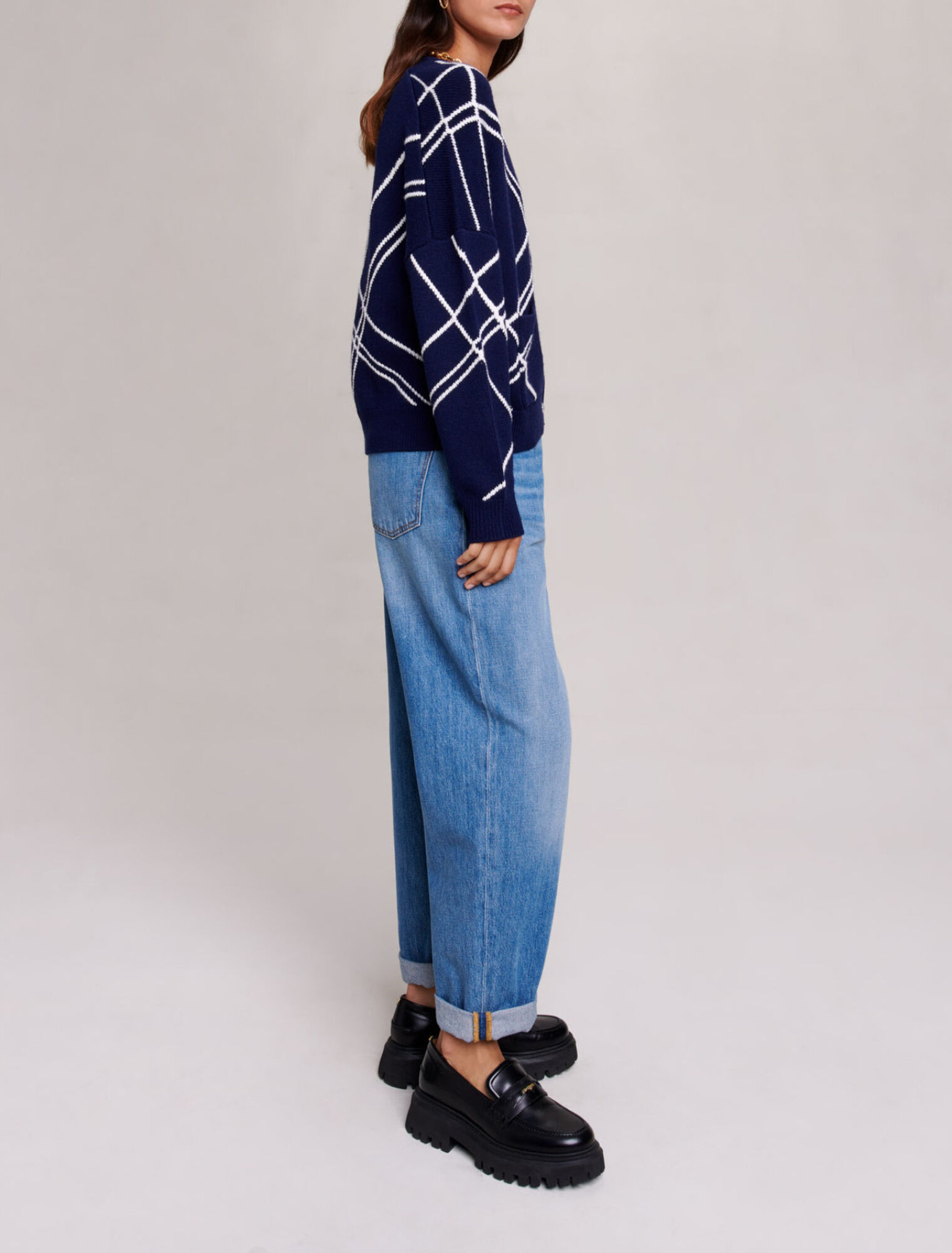 Striped knit cardigan