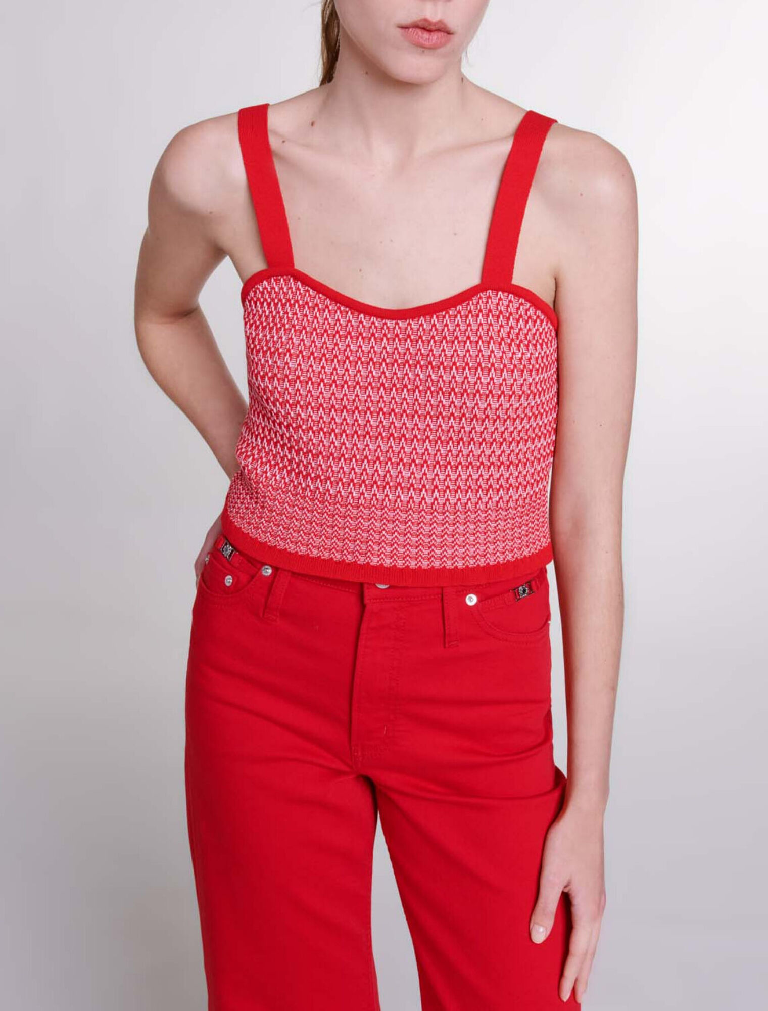 Herringbone knit twin set