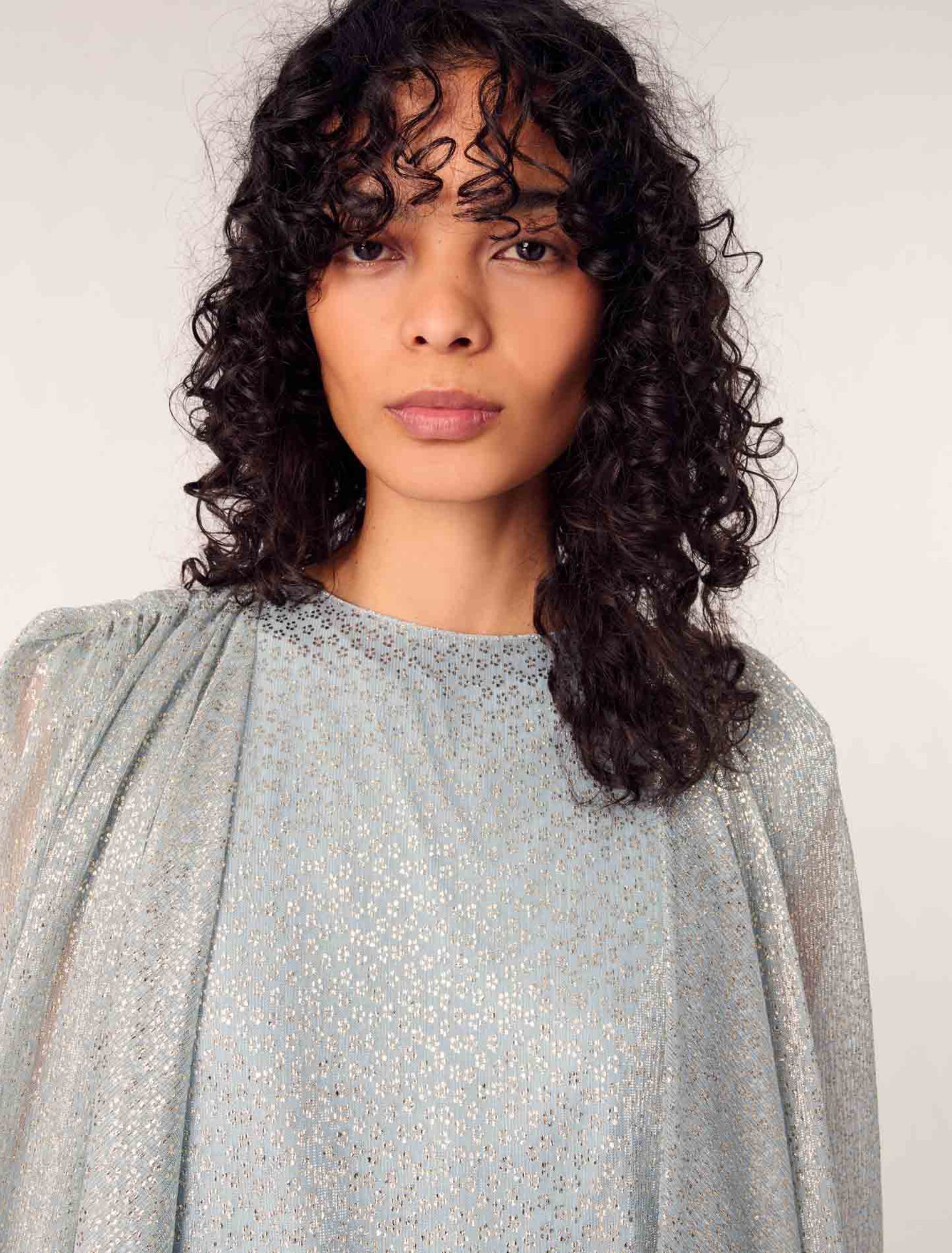 Lurex cape maxi dress