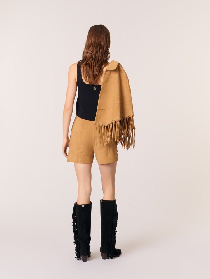 Short à franges en nubuck