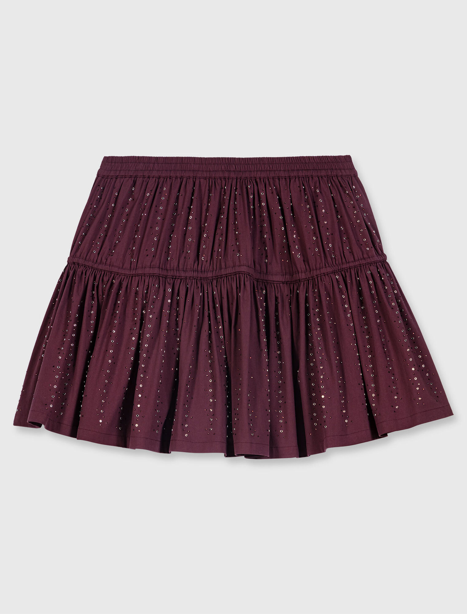 Jupe courte strass&eacute;e en coton