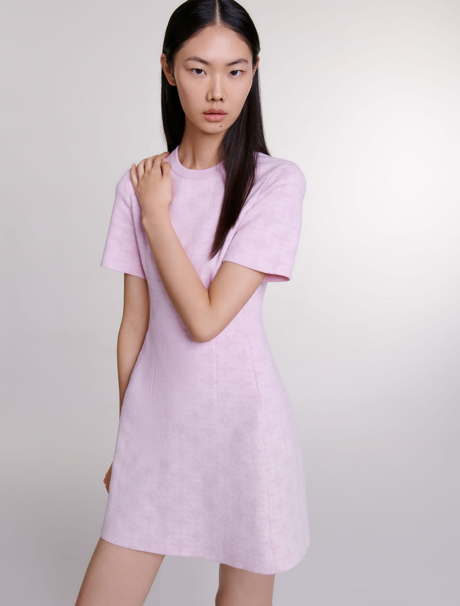 Robe courte en maille jacquard